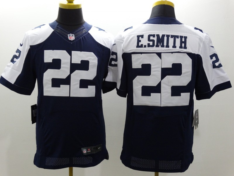 Dallas Cowboys 22 E-Smith Blue Thanksgiving Nike Elite Jerseys